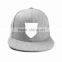 Leather patch luxury gray 100% wool snapback hat 6 panel wool cap