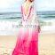 SheIn Women Fashion Long Sleeve Ombre Tie Tassel V Back Maxi Dress