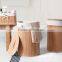 Foldable Bamboo Woven Laundry Basket With Cover