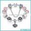 Custom 925 Sterling Silver Heart Sexy Charm Bracelet with Safety Chain & Black Beads for Women ,Bracelet Charm