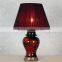 high quality dressing flower pattern red ceramic table lamps with empire lampshade for living room decor