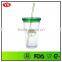 16oz bpa free plastic beverage to go tumbler with straw