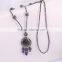 Natural Labradorite Amethyst Tassel Pendant Necklace, Pave Crystal Beads Hematite Necklace