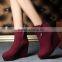 2015 New design women ladies fashion ankle boots wedge heeled cow suede leather short boots CP6700