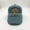 Imitation handmade embroidery logo 5 panel denim trucker mesh cap
