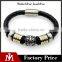Cool Mens Jewelry Vinatge Charm Bangle Magnetic Clasp Stainless Steel Wrap Leather Cuff Bracelet