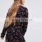 Floral Print Long Sleeve cut work design playsuit, womans playsuit