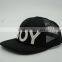 Customized flat bill hip pop fashion black 3d embroidery snapback cap