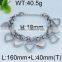 Best Selling Stainless Steel Silver Color Love Heart Bracelet