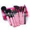 Nice quality 12 pieces black/rose red goat hair face brush set makeup brushes