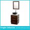 22'' Brown Bathroom Vanity Cabinet White Stone Top Glass Vessel Sink