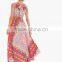 lady's strap shoulder positioning print maxi dress