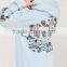 MGOO 2017 Noise Skeleton Flower Hoodie Sweatshirt Cotton Blends Fleece Light Blue Putover Hoodies