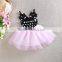 2015 new arrival black polka dots birthday baby girls party wear dress M5041516