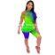 Summer Tie Dye Print Basic T Shirt Women Casual Outfits Wear Jogging Biker Tees Shorts Two Piece Set