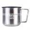 Camping single layer 420ml stainless stee coffee mug with foldable handle