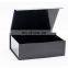 Luxury a4 deep glossy lamination black foldable gift box packaging with magnetic lid