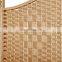 Freestanding Brown Wood Woven Rattan Room Divider 4 Panel Screen