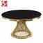 Antique Round Dining Room Furniture Restaurant Marble White Glass Top Golden Stainless Steel Wedding Banquet Table