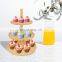 Natural Large Bamboo Wooden 3 Tier Round Dessert Display Stand Serving Tray