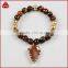 Women's Blue Black Red Agate Lacey Agate Sally Beaded Stretch Bracelet With Arrowhead Pendants