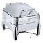 Deluxe restaurant chafing dish, glass butter dish with lid