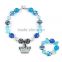 blue and sliver color rhinestone pendant necklace jewelry sets , children chunky bubblegum necklace