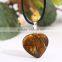 Simple women jewellery leather chain natural stone pendant heart necklace