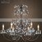 Retro Style 6 Light Chandelier, Black Iron Rustic Crystal Chandelier Light MD82000