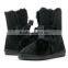 Hot selling snow buckle fastener sweet leather boots women