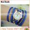 2015 fashion new design multilayer leather bracelet watch