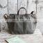 Custom high quality waxed canvas tote bag leather handle