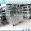 Foldable stacking steel warehouse storage wire cage with wheels