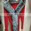 Fashion knitted woolen cape with silver fox fur trim