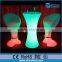 IP68 wireless battery rechargeable high top illuminated rgb led coffee table