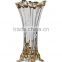 Hand Engraved Double Hourse Footed Bronze Mounted Vase, Ornate Crackle Crystal Flower Vase With Brass Base