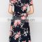 guangzhou bridesmaid dress Rayon ROSE PRINT ROUND NECK MIDI Dresses 2017 women summer dress