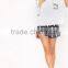 Custom Slogan Print Women PJ Set 100%Cotton Soft Baggy Pajamas Set Short Sleeve Top With Shorts Pyjama
