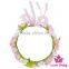 FGA046 Lovebaby Best Selling Cheap Plastic Pink And White Flowers With Green Leaf Adult Girls Accessory Product