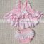 Fluffy Pink Princess Dress with Satin Ruffle Bloomers Children Clothes Set
