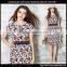 Wholesale Women Short Sleeve Digital Printed Elegant Slim Midi Dress Ladies Casual Chiffon Dresses