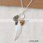 Metal Silver Leaf Necklace, Mom Necklace Perfect for Spring, Natural Stone Pendant Long Leaf Jewelry
