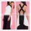 Fancy Women blouse tops Black And White Cross Open Back Sexy tank top