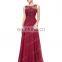 Grace Karin Plus Size Sleeveless V-Back Wine Red Chiffon Evening dress for Fat Women CL007555-5