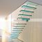 Modern Indoor Glass Tread Floating Staircase laminated tempered glass stair glass