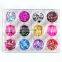 12 colors Nail Glitter kit Fluorescence color Mix size Round Shaped Thin Nail glitter sequins Slice