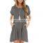 Manufacturers wholesale Women's Solid Printed short sleeve off-the-shoulder fashion dress for women