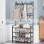 Door Side Standing Metal Entrance Hall Coat Shoe Clothes And Bag Hanger Rack Storage Stand Organiser Iron Shelf Shelves