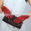 fashionable women's leather gloves with rose flower decoration on back