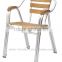 Outdoor cheap restaurant used wood aluminum arm dining chairs